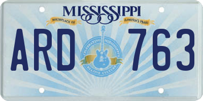MS license plate ARD763