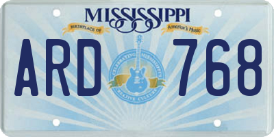 MS license plate ARD768