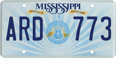 MS license plate ARD773