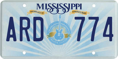 MS license plate ARD774