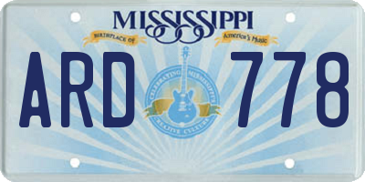 MS license plate ARD778