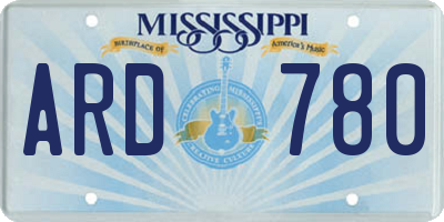 MS license plate ARD780