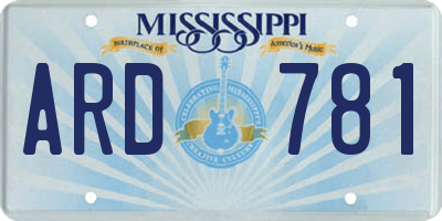 MS license plate ARD781