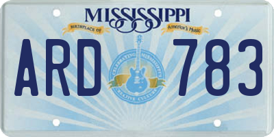 MS license plate ARD783