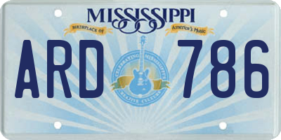 MS license plate ARD786