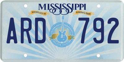 MS license plate ARD792