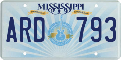 MS license plate ARD793