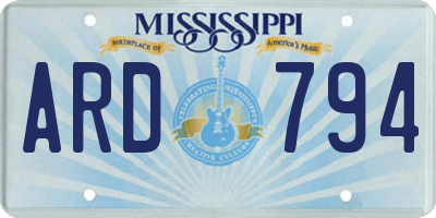 MS license plate ARD794