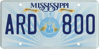 MS license plate ARD800