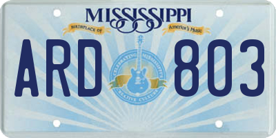 MS license plate ARD803