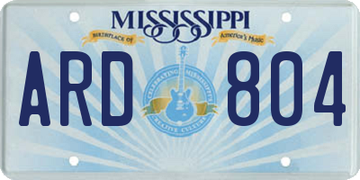 MS license plate ARD804