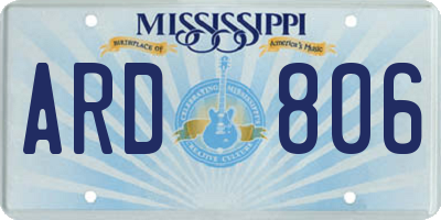 MS license plate ARD806