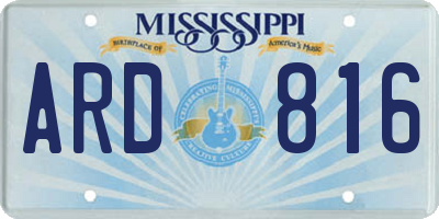 MS license plate ARD816