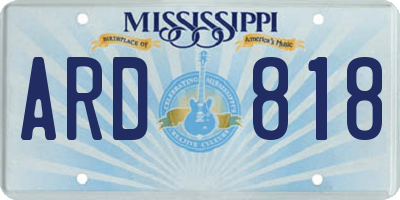 MS license plate ARD818
