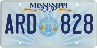 MS license plate ARD828