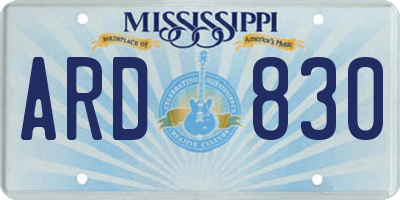 MS license plate ARD830