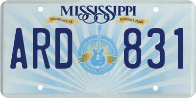 MS license plate ARD831