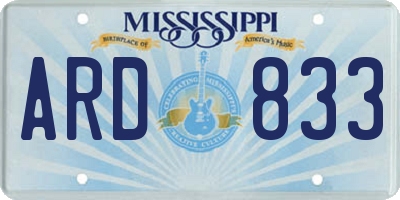 MS license plate ARD833