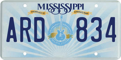 MS license plate ARD834