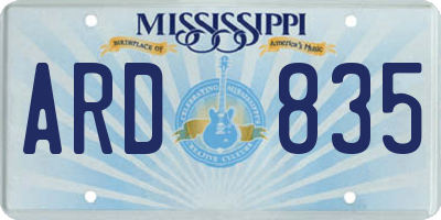MS license plate ARD835