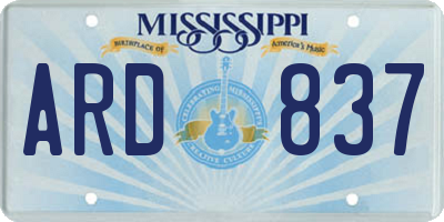 MS license plate ARD837