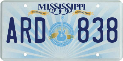 MS license plate ARD838