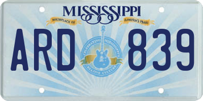 MS license plate ARD839