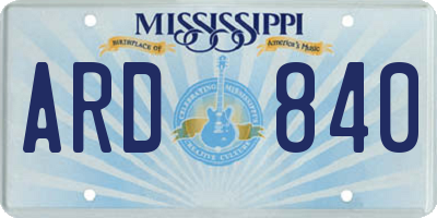 MS license plate ARD840