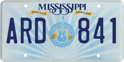MS license plate ARD841