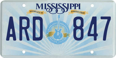 MS license plate ARD847