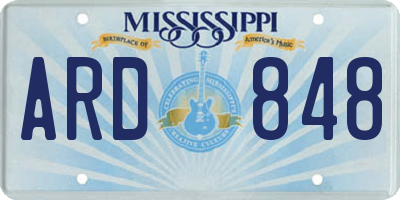 MS license plate ARD848