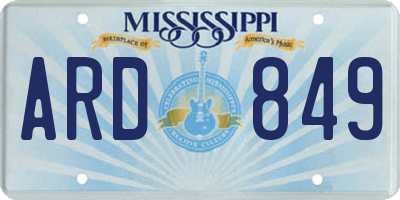 MS license plate ARD849