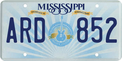 MS license plate ARD852