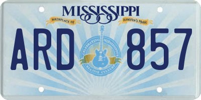MS license plate ARD857