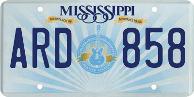 MS license plate ARD858