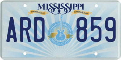 MS license plate ARD859