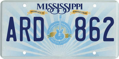 MS license plate ARD862