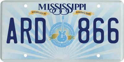 MS license plate ARD866
