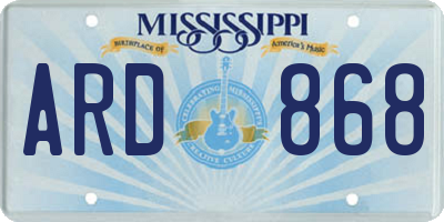 MS license plate ARD868