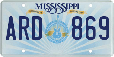 MS license plate ARD869