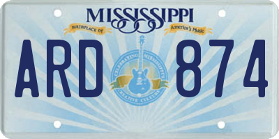 MS license plate ARD874