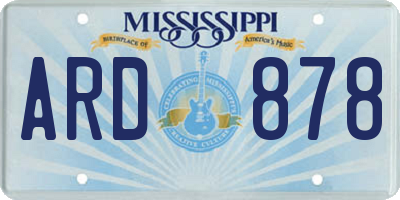 MS license plate ARD878