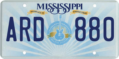MS license plate ARD880