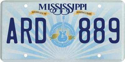 MS license plate ARD889
