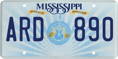 MS license plate ARD890