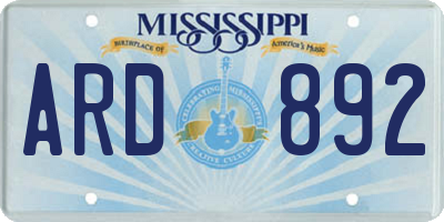 MS license plate ARD892