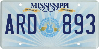 MS license plate ARD893
