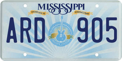 MS license plate ARD905