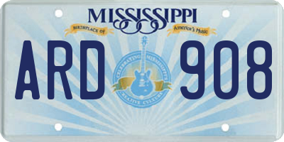 MS license plate ARD908