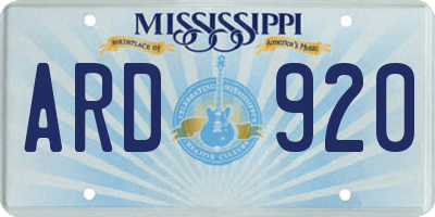 MS license plate ARD920